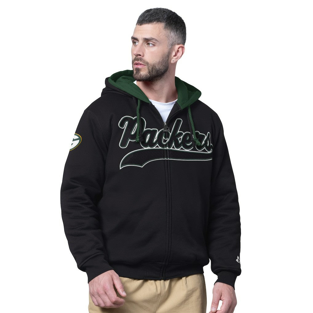 Green Bay Packers Starter Big Shot Full-Zip Double Hoodie - Black - NFL