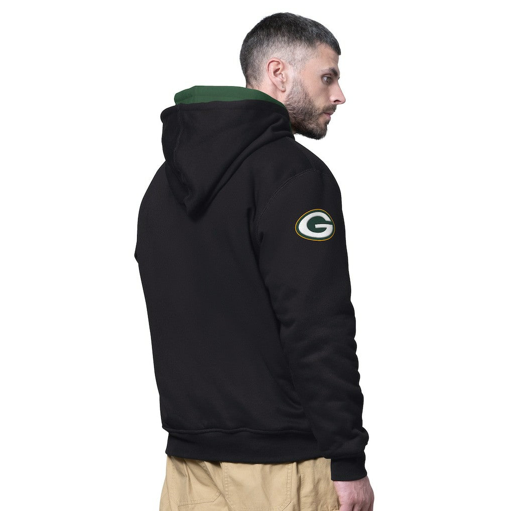Green Bay Packers Starter Big Shot Full-Zip Double Hoodie - Black - NFL
