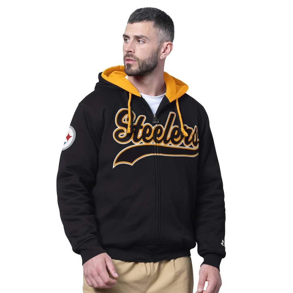 Pittsburgh Steelers Starter Big Shot Full-Zip Double Hoodie - Black - NFL