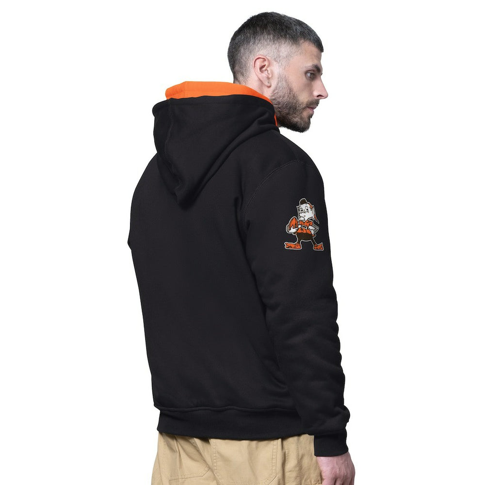 Cleveland Browns Starter Big Shot Throwback Full-Zip Double Hooded Jacket - Black - NFL