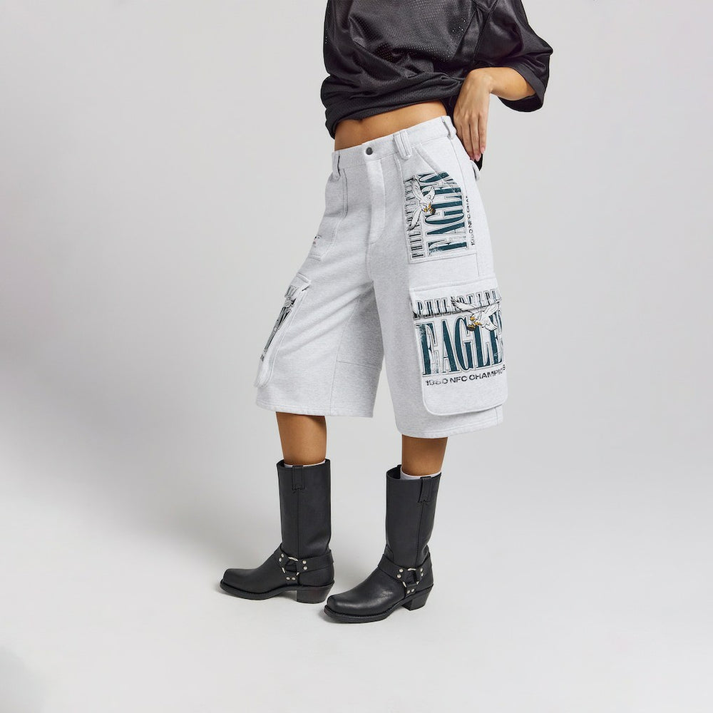 Philadelphia Eagles Off Season x NFL Women's Fleece Cargo Shorts - Heather Gray - NFL