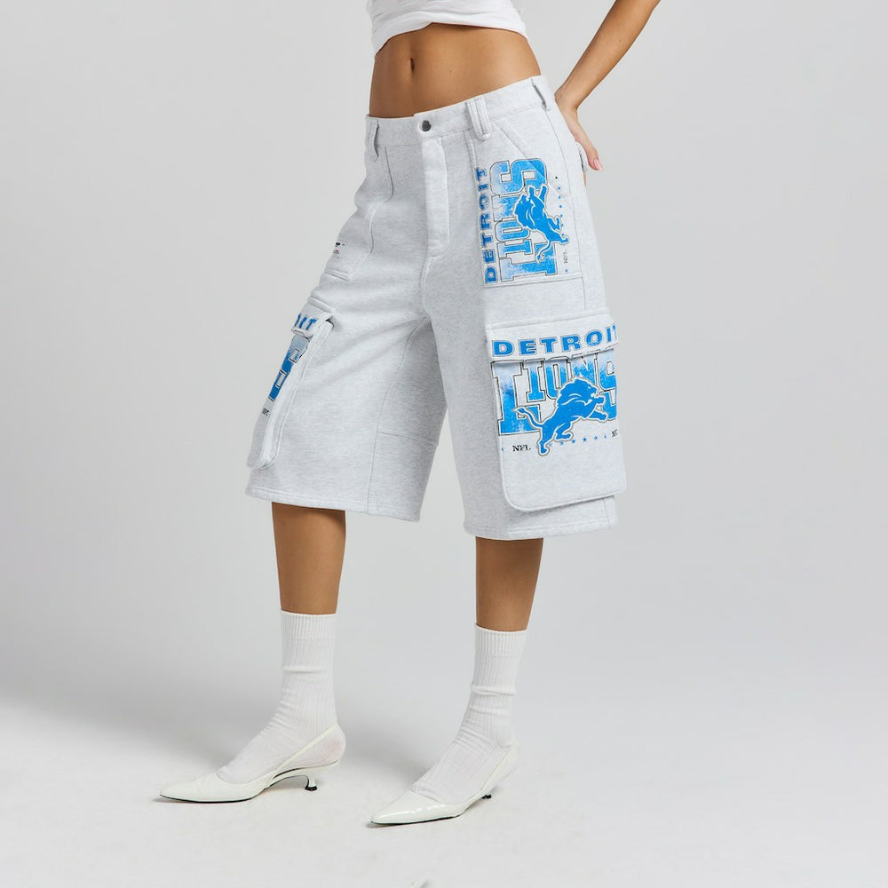 Detroit Lions Off Season x NFL Women's Fleece Cargo Shorts - Heather Gray - NFL