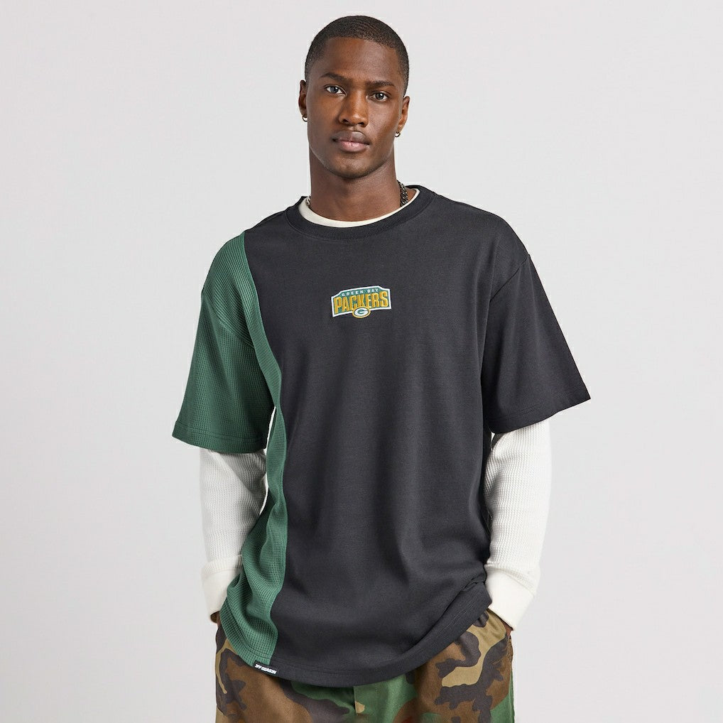 Green Bay Packers Off Season x NFL Unisex Spliced T-Shirt - Black - NFL