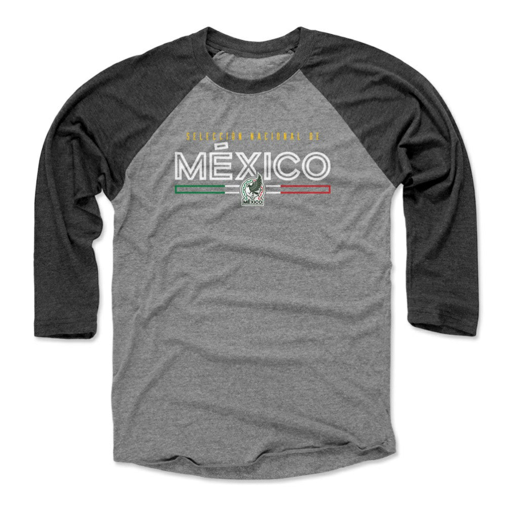 Mexico National Team 500 Level Inline 3/4-Sleeve Tri-Blend Baseball T-Shirt Black/Heather Gray