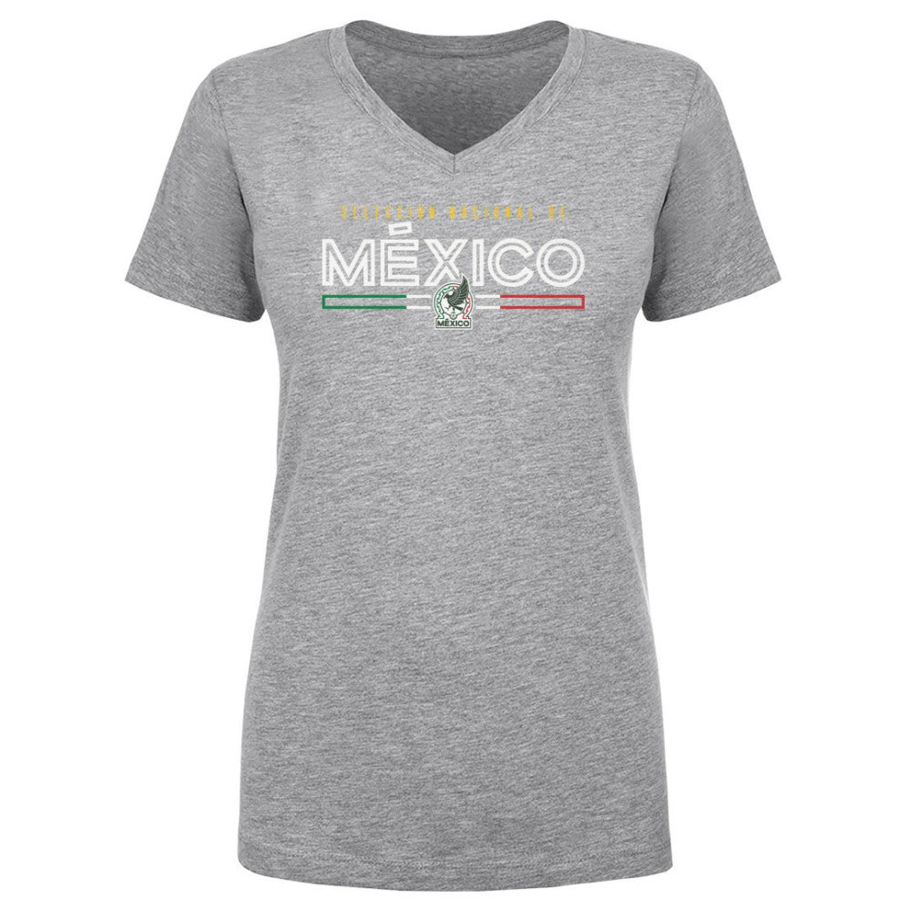 Mexico National Team 500 Level Women's Inline V-Neck T-Shirt Heather Gray