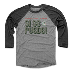 Mexico National Team 500 Level Unisex Si Se Puede Inline Bold Raglan 3/4-Sleeve Baseball T-Shirt Black/Heather Gray