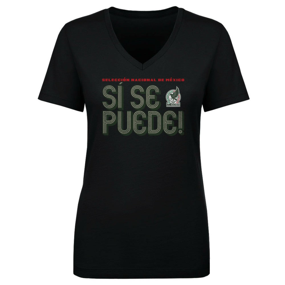 Mexico National Team 500 Level Women's Si Se Puede Inline Bold V-Neck T-Shirt Black
