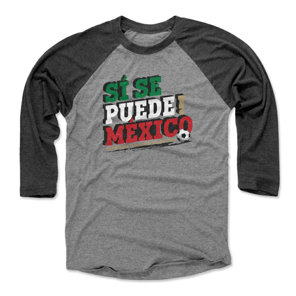 Mexico National Team 500 Level Si Se Puede Raglan 3/4-Sleeve Baseball T-Shirt Black/Heather Gray