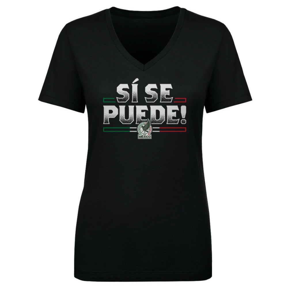 Mexico National Team 500 Level Women's Si Se Puede V-Neck T-Shirt Black
