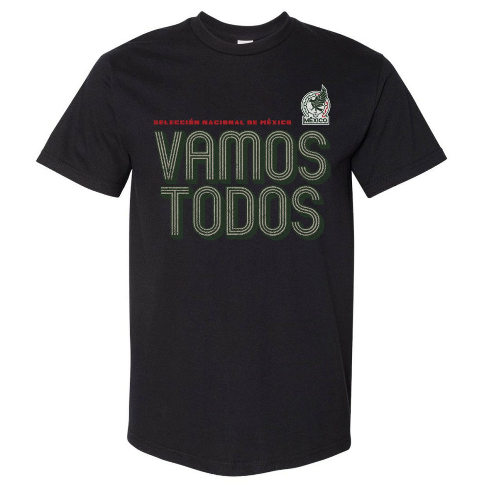 Mexico National Team 500 Level Vamos Todos Inline Bold Heavyweight T-Shirt Black