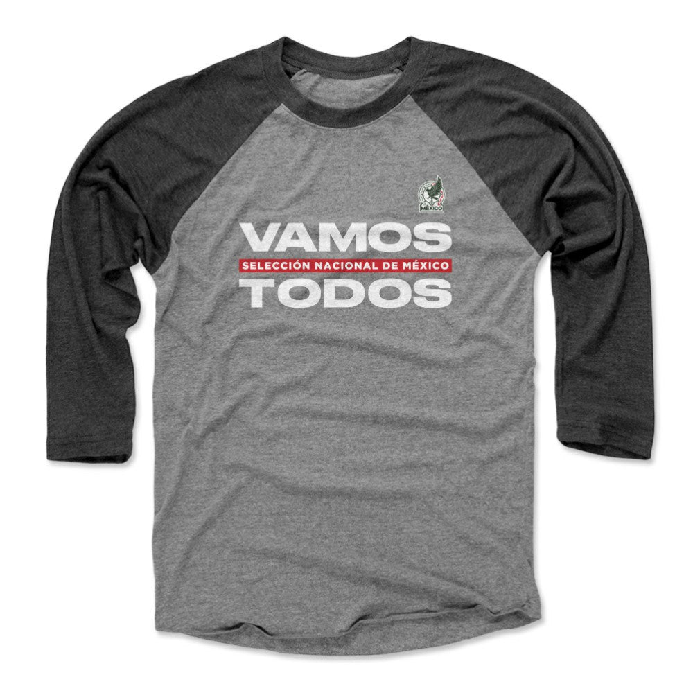Mexico National Team 500 Level Vamos Todos 3/4-Sleeve Tri-Blend Baseball T-Shirt Black/Heather Gray