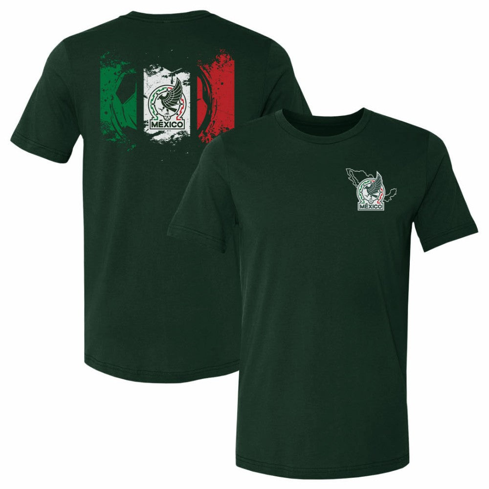 Mexico National Team 500 Level Grunge Flag F&B T-Shirt Forest Green