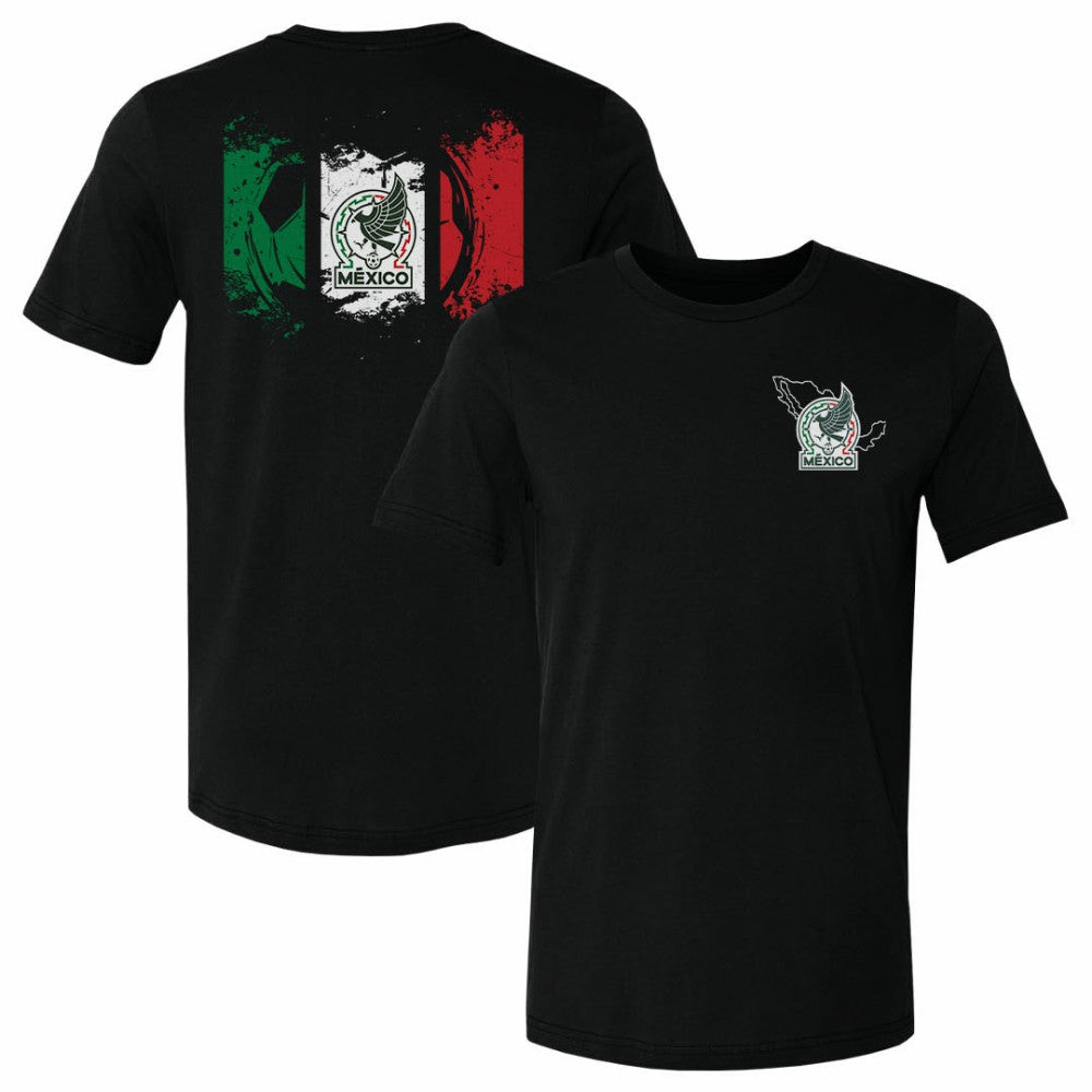 Mexico National Team 500 Level Grunge Flag F&B T-Shirt Black