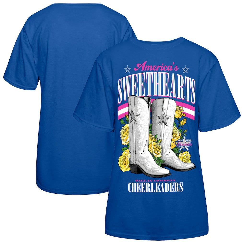 Dallas Cowboys Cheerleaders Women's Sweetheart Boots T-Shirt - Royal - NFL