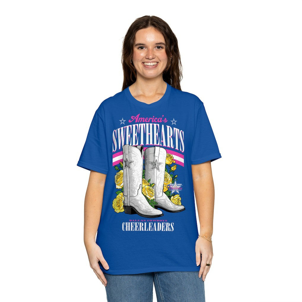 Dallas Cowboys Cheerleaders Women's Sweetheart Boots T-Shirt - Royal - NFL