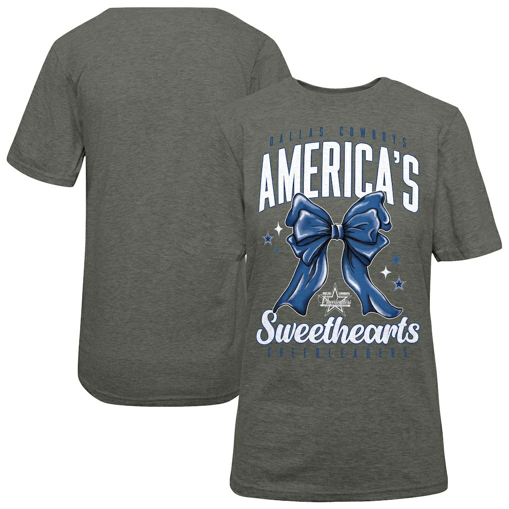 Dallas Cowboys Cheerleaders Women's Sweetheart Bow T-Shirt - Gray - NFL