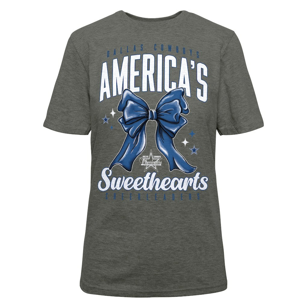 Dallas Cowboys Cheerleaders Women's Sweetheart Bow T-Shirt - Gray - NFL
