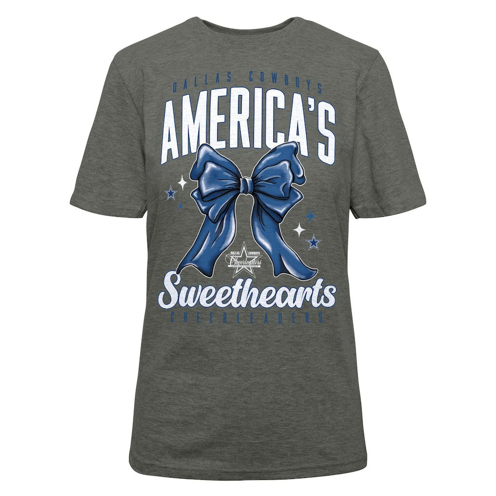 Dallas Cowboys Cheerleaders Women's Sweetheart Bow T-Shirt - Gray - NFL