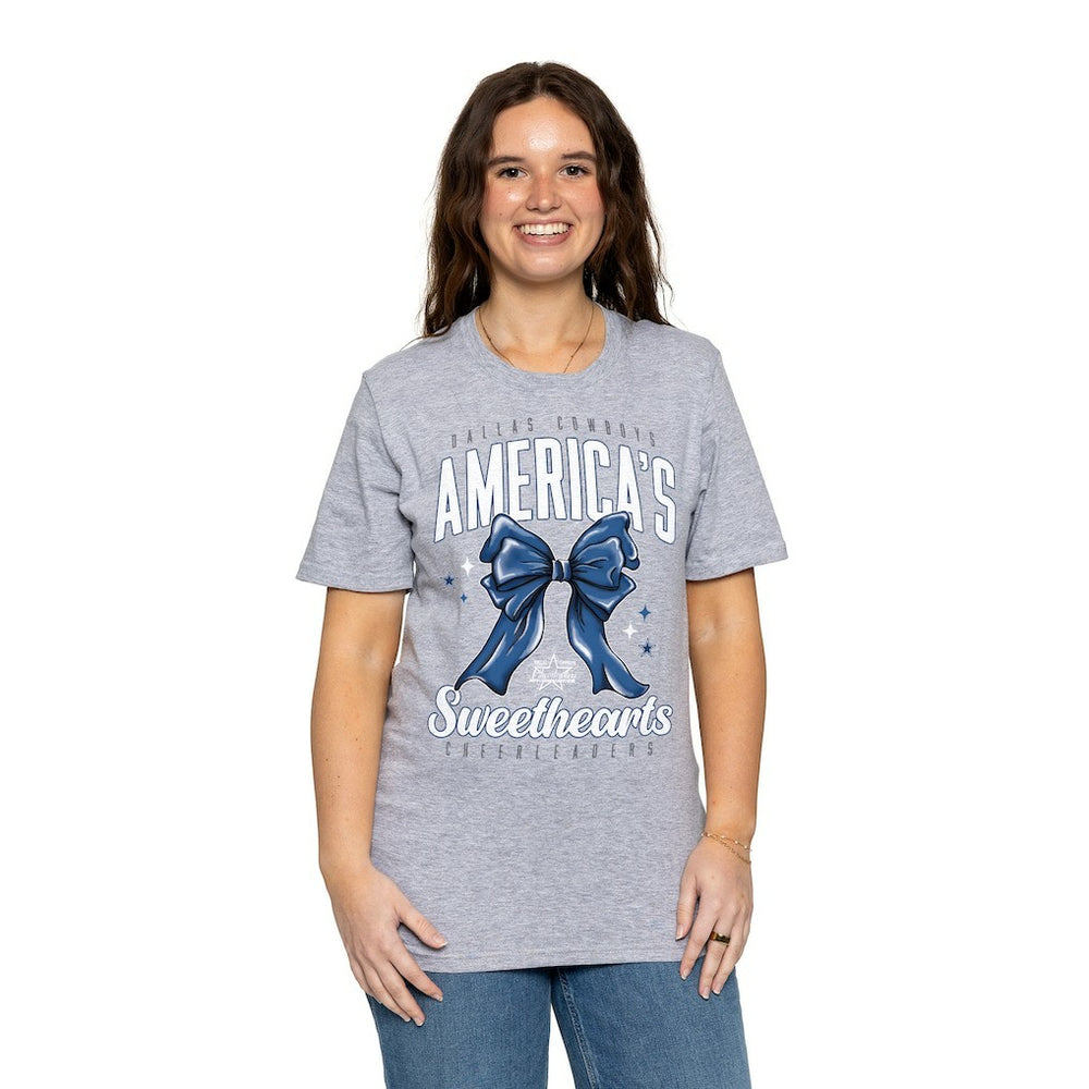 Dallas Cowboys Cheerleaders Women's Sweetheart Bow T-Shirt - Gray - NFL