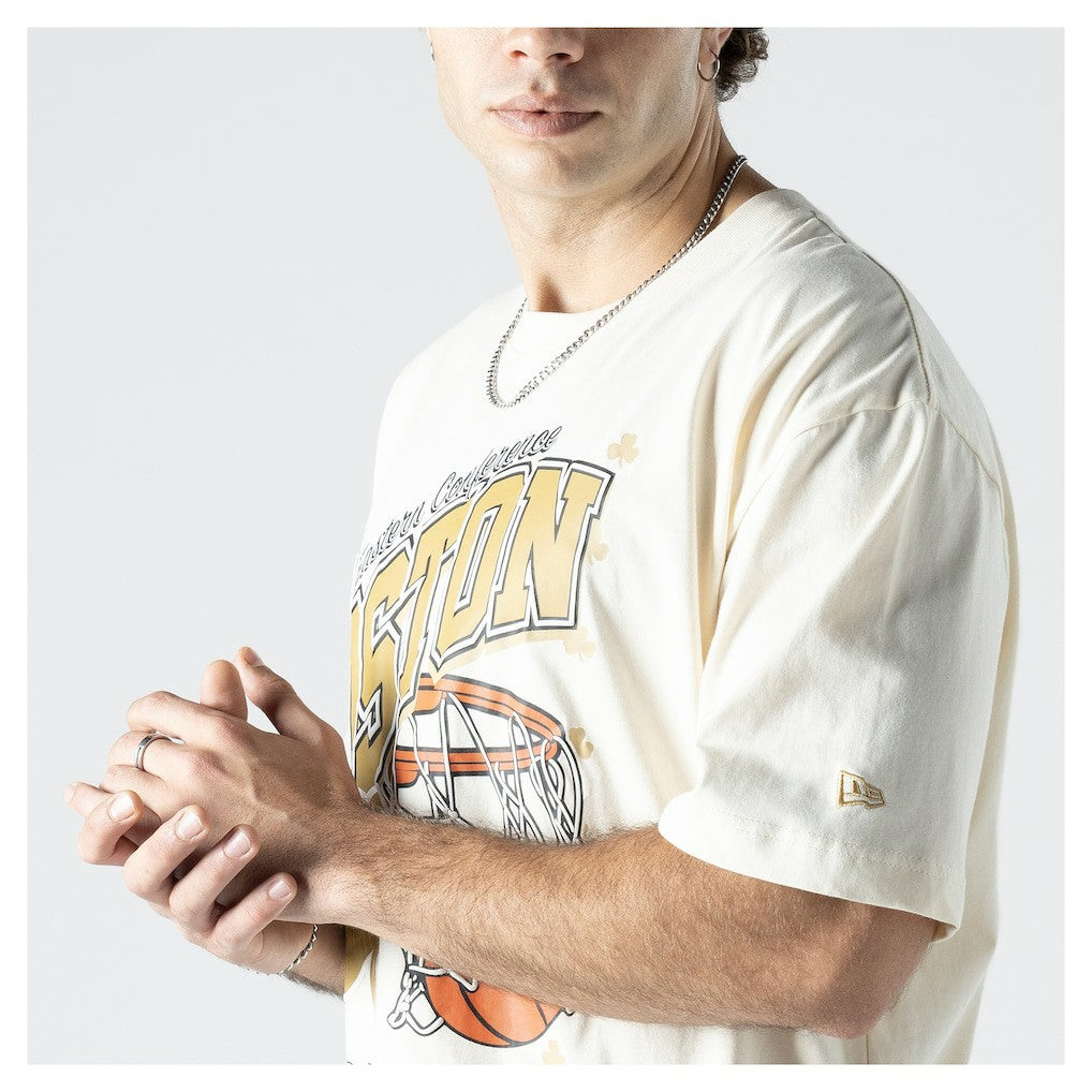 New Era Boston Celtics Oversized City Edition Remix Vintage T-Shirt Cream