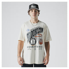 New Era Brooklyn Nets Oversized City Edition Remix Vintage T-Shirt Cream