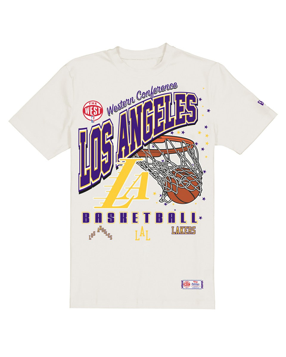 New Era Los Angeles Lakers Oversized City Edition Remix Vintage T-Shirt Cream