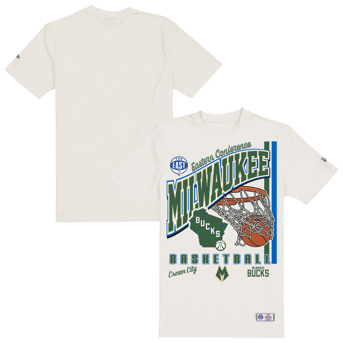 New Era Milwaukee Bucks Oversized City Edition Remix Vintage T-Shirt Cream
