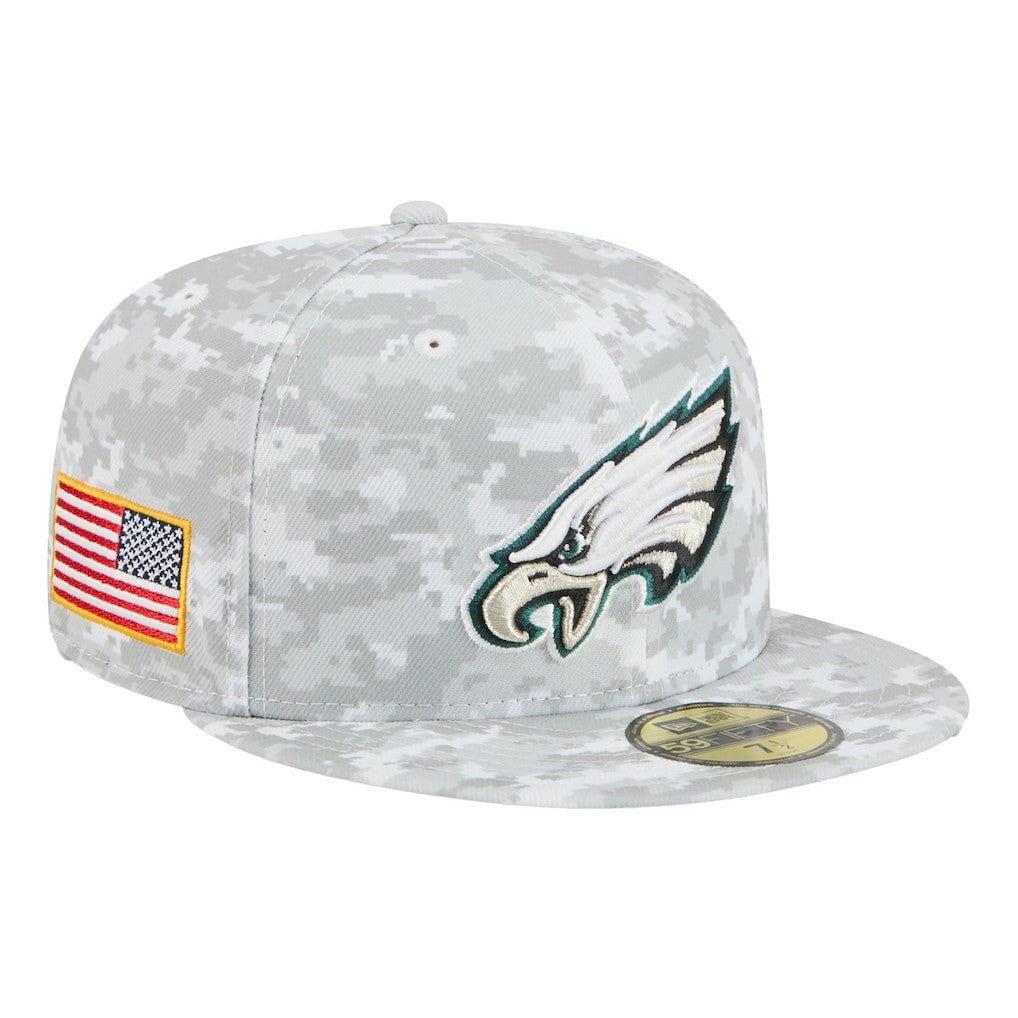 Philadelphia Eagles New Era 2025 Salute to Service Fan Pack 59FIFTY Fitted Hat - White - NFL