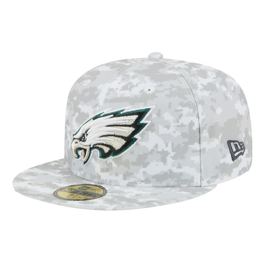 Philadelphia Eagles New Era 2025 Salute to Service Fan Pack 59FIFTY Fitted Hat - White - NFL