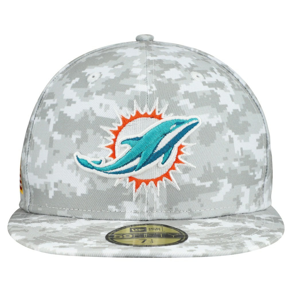 Miami Dolphins New Era 2025 Salute to Service Fan Pack 59FIFTY Fitted Hat - White - NFL