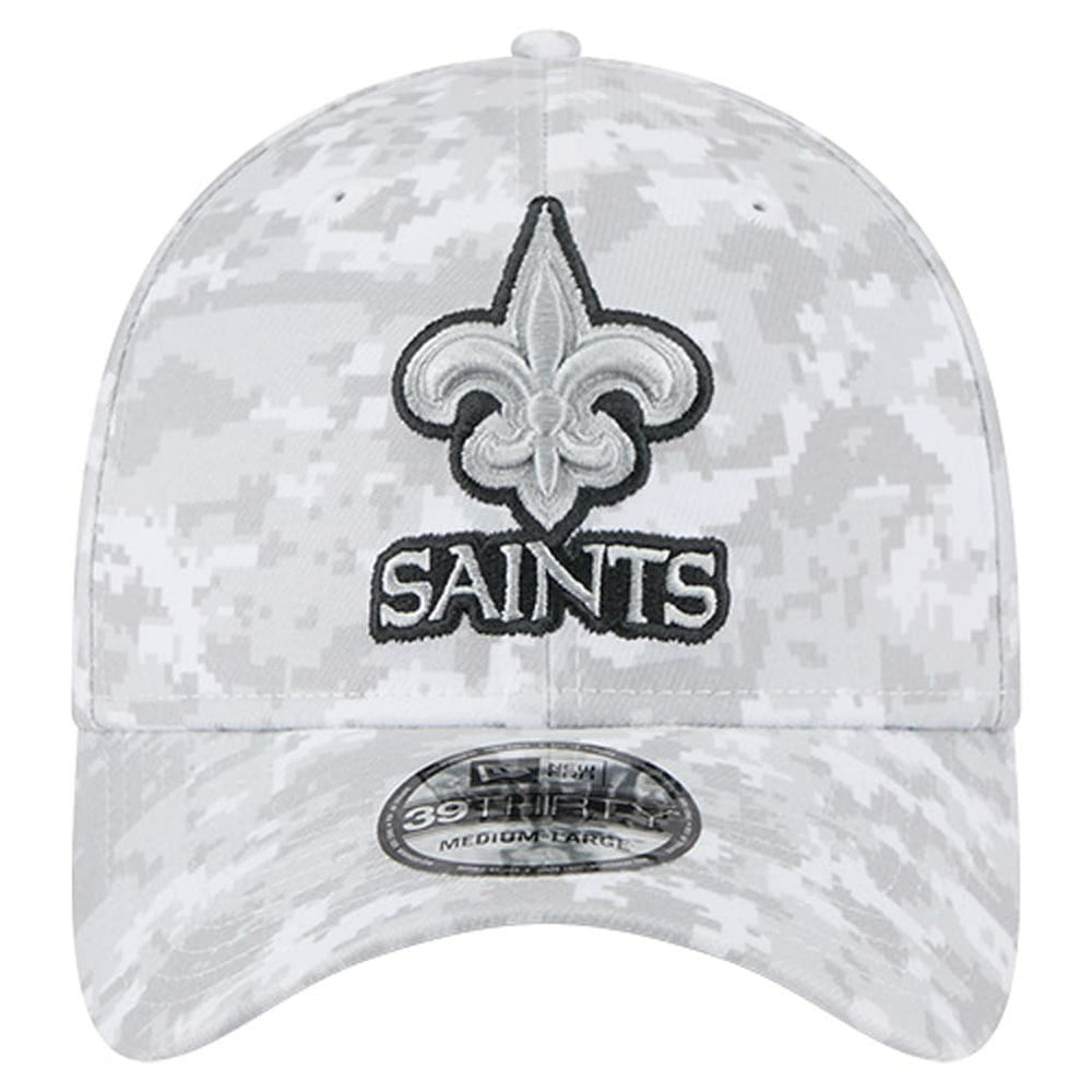 New Orleans Saints New Era 2025 Salute to Service Digital Camo Fan Pack 39THIRTY Flex Hat - White - NFL