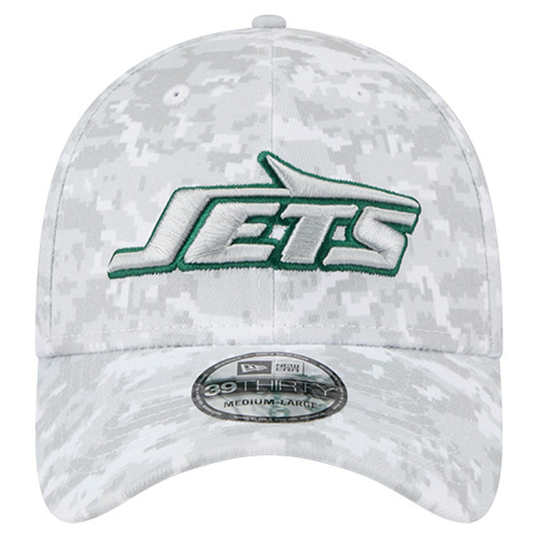 New York Jets New Era 2025 Salute to Service Digital Camo Fan Pack 39THIRTY Flex Hat - White - NFL