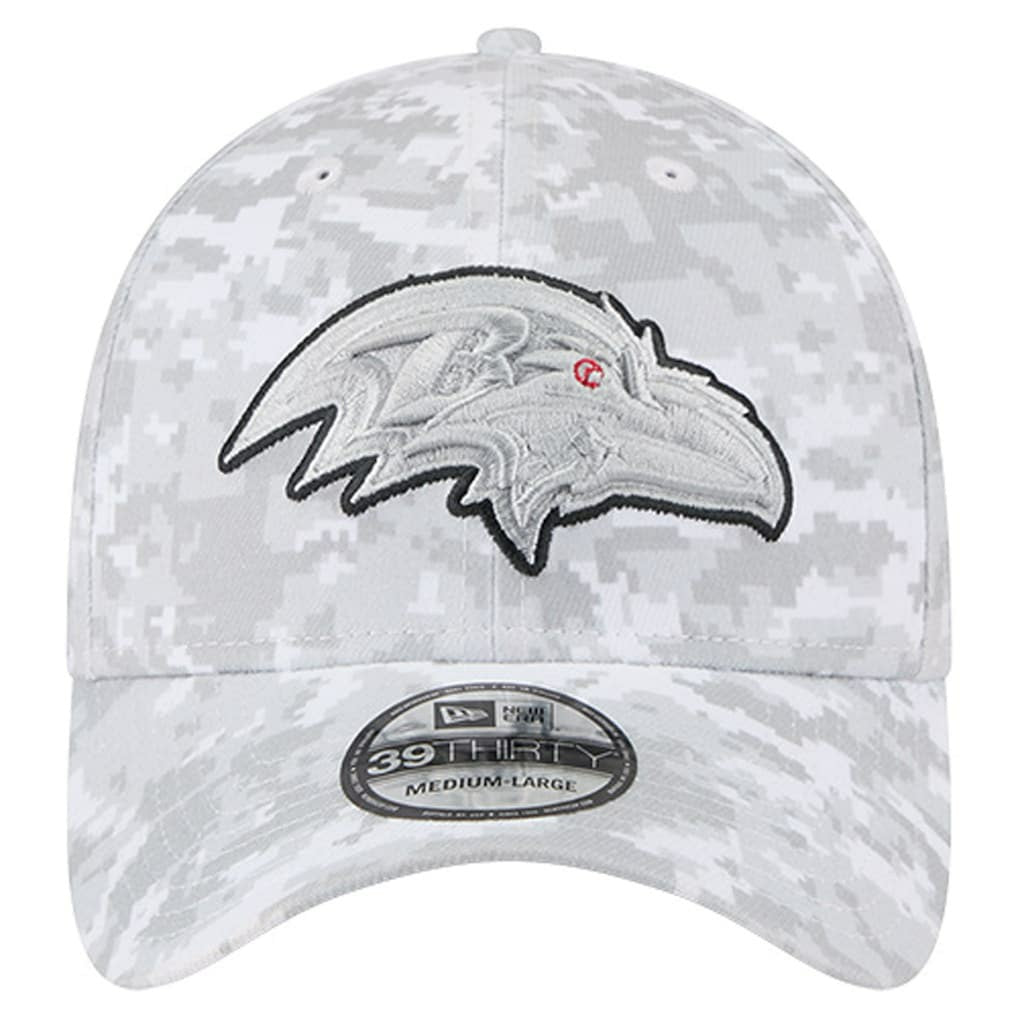 Baltimore Ravens New Era 2025 Salute to Service Digital Camo Fan Pack 39THIRTY Flex Hat - White - NFL