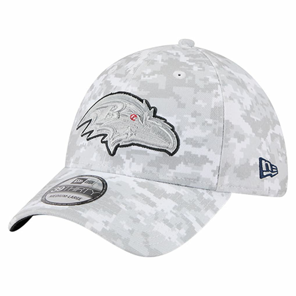 Baltimore Ravens New Era 2025 Salute to Service Digital Camo Fan Pack 39THIRTY Flex Hat - White - NFL