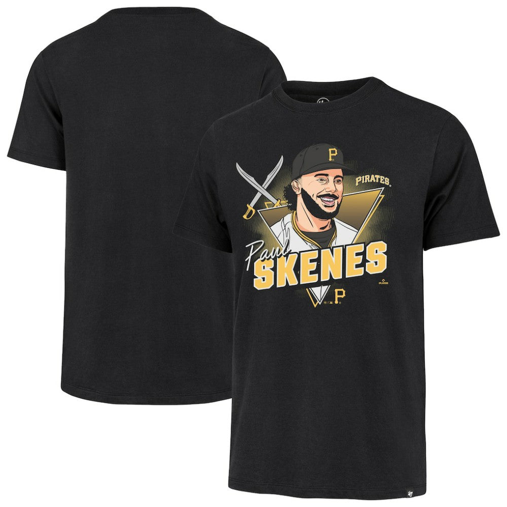 Paul Skenes Pittsburgh Pirates '47 Player Caricature Franklin T-Shirt Sale