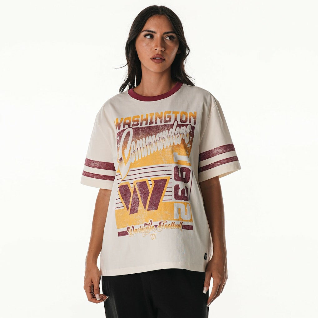 Washington Commanders The Wild Collective Women's Vintage Drop Shoulder Oversized Boyfriend T-Shirt - Cream - NFL