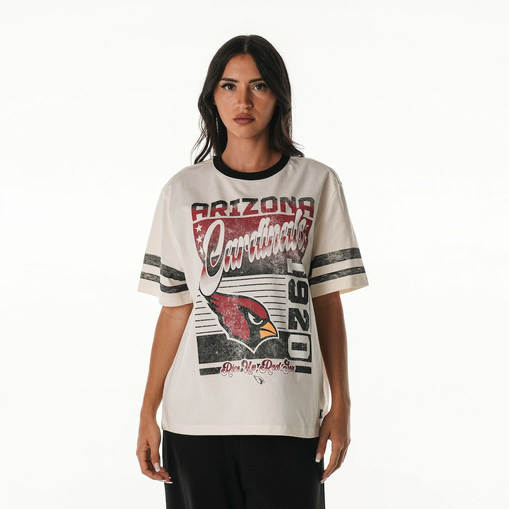 Arizona Cardinals The Wild Collective Women's Vintage Drop Shoulder Oversized Boyfriend T-Shirt - Cream - NFL