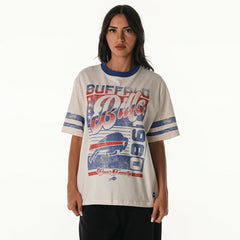 Buffalo Bills The Wild Collective Women's Vintage Drop Shoulder Oversized Boyfriend T-Shirt - Cream - NFL