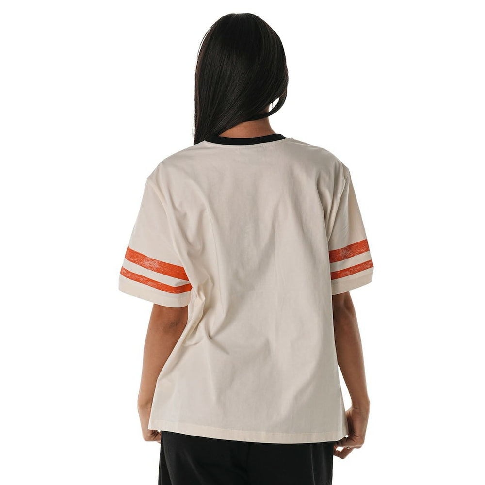 Cincinnati Bengals The Wild Collective Women's Vintage Drop Shoulder Oversized Boyfriend T-Shirt - Cream - NFL