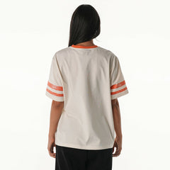 Cleveland Browns The Wild Collective Women's Vintage Drop Shoulder Oversized Boyfriend T-Shirt - Cream - NFL