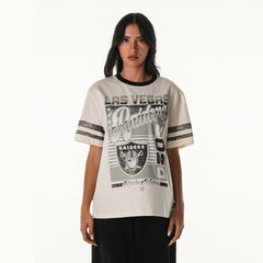 Las Vegas Raiders The Wild Collective Women's Vintage Drop Shoulder Oversized Boyfriend T-Shirt - Cream - NFL