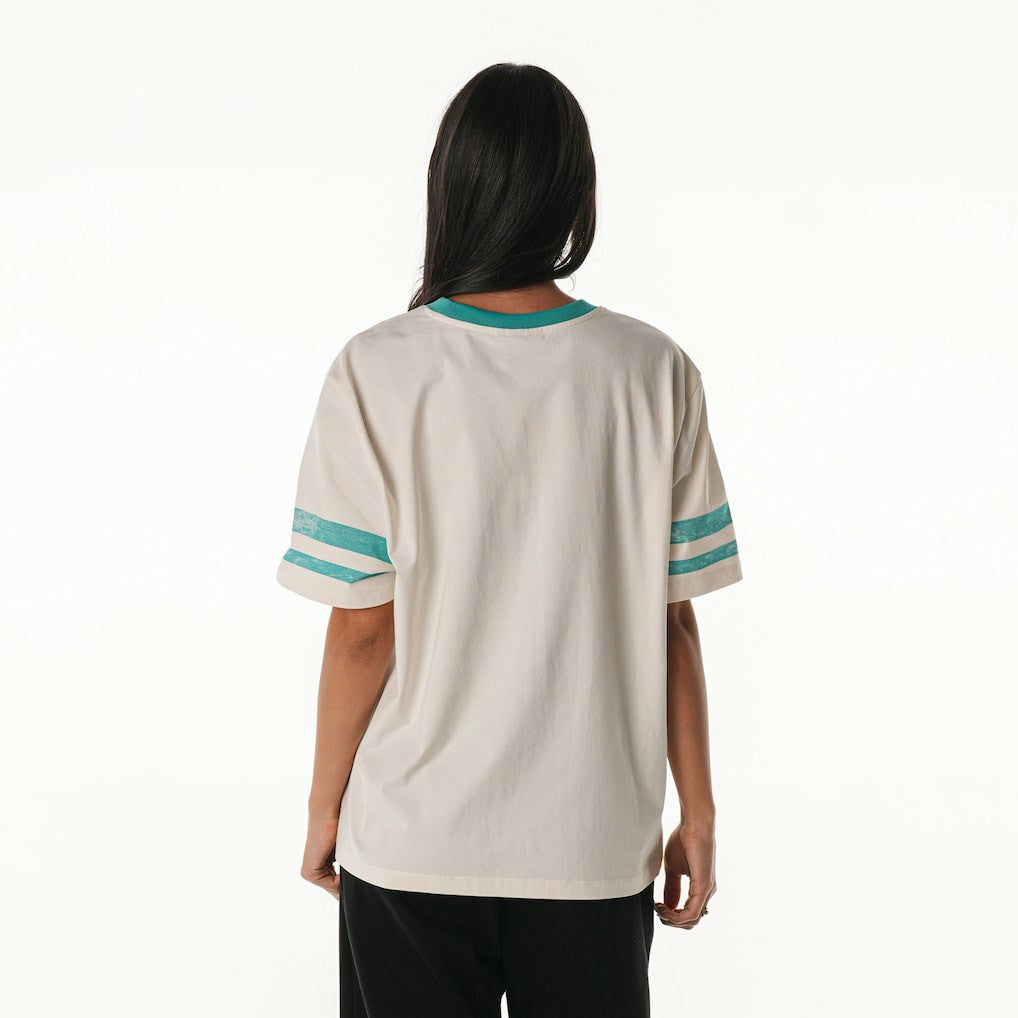 Miami Dolphins The Wild Collective Women's Vintage Drop Shoulder Oversized Boyfriend T-Shirt - Cream - NFL