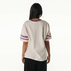 Minnesota Vikings The Wild Collective Women's Vintage Drop Shoulder Oversized Boyfriend T-Shirt - Cream - NFL