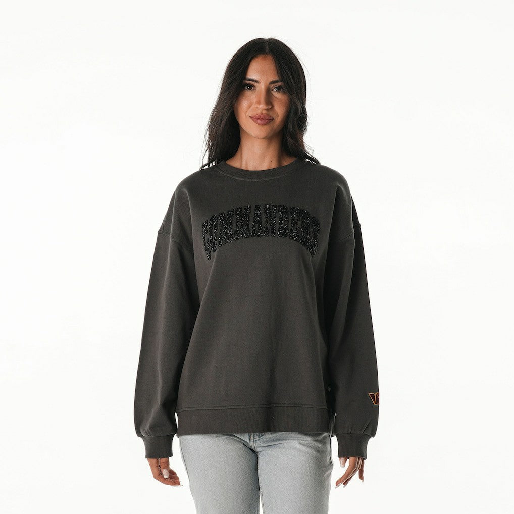 Washington Commanders The Wild Collective Women's Rock Crystal Oversized Crewneck Sweatshirt - Charcoal - NFL