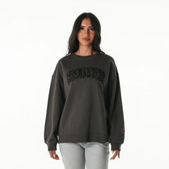 Washington Commanders The Wild Collective Women's Rock Crystal Oversized Crewneck Sweatshirt - Charcoal - NFL