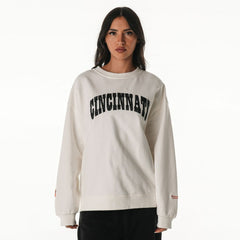Cincinnati Bengals The Wild Collective Women's Rock Crystal Oversized Crewneck Sweatshirt - White - NFL