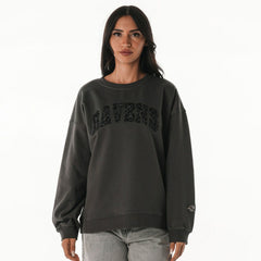 Baltimore Ravens The Wild Collective Women's Rock Crystal Oversized Crewneck Sweatshirt - Charcoal - NFL