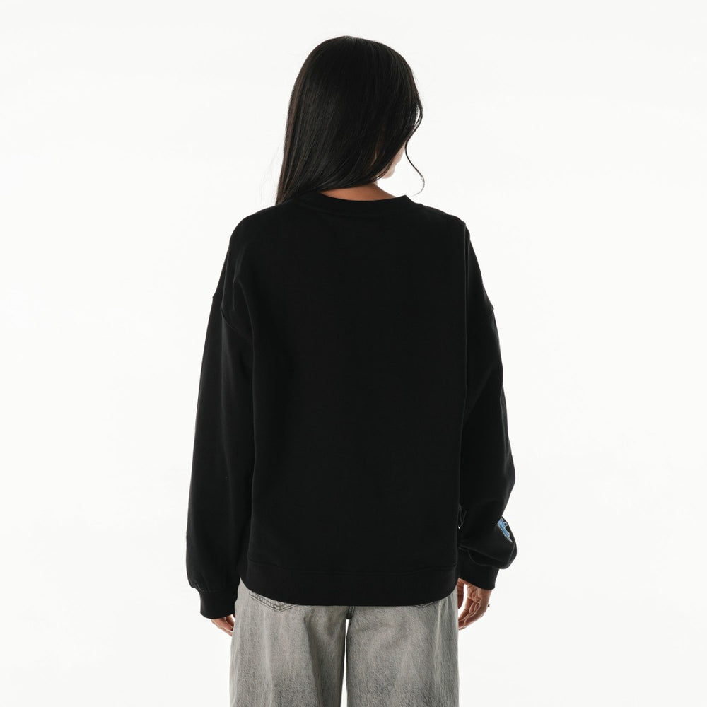 Detroit Lions The Wild Collective Women's Rock Crystal Oversized Crewneck Sweatshirt - Black - NFL