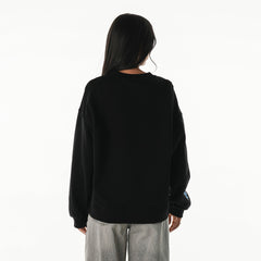Detroit Lions The Wild Collective Women's Rock Crystal Oversized Crewneck Sweatshirt - Black - NFL
