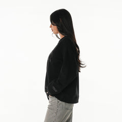 Detroit Lions The Wild Collective Women's Rock Crystal Oversized Crewneck Sweatshirt - Black - NFL